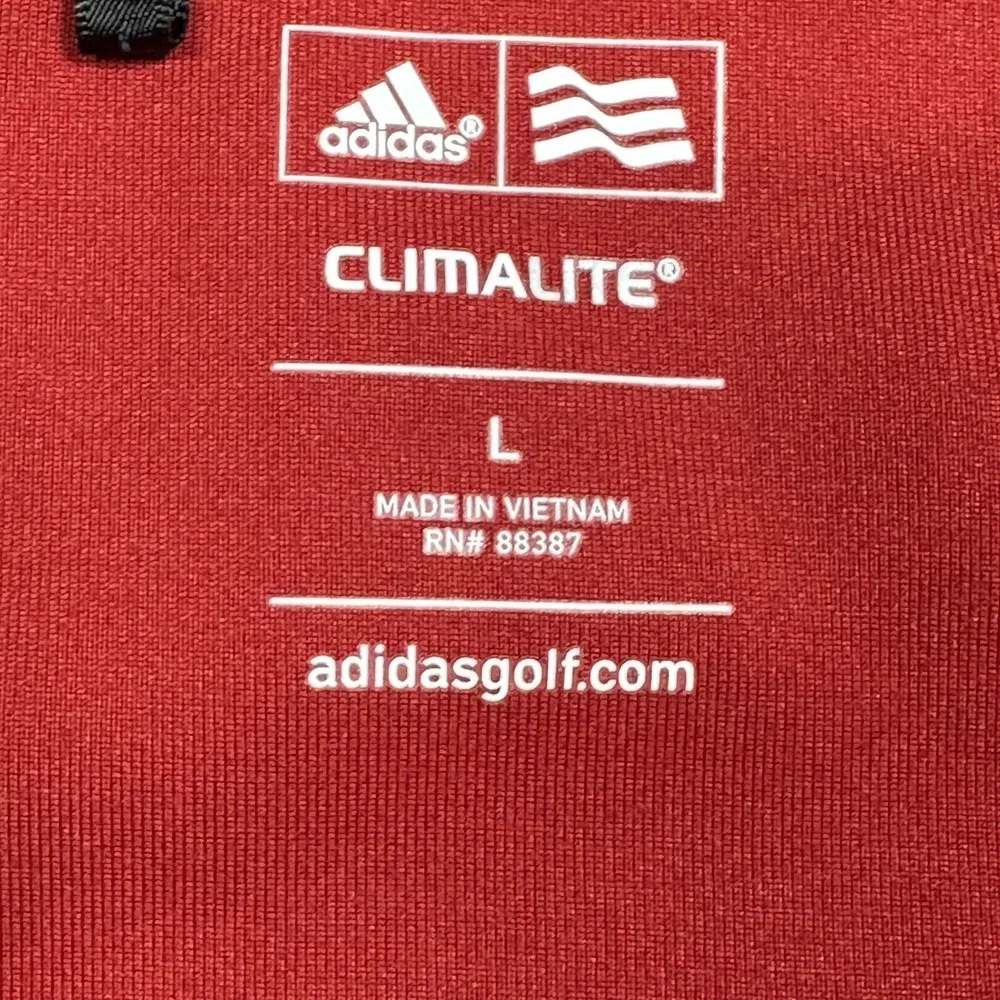 Adidas Ultimate Golf Polo Shirt Mens Size L Red Climalite 1/4 Zip Long Sleeve
